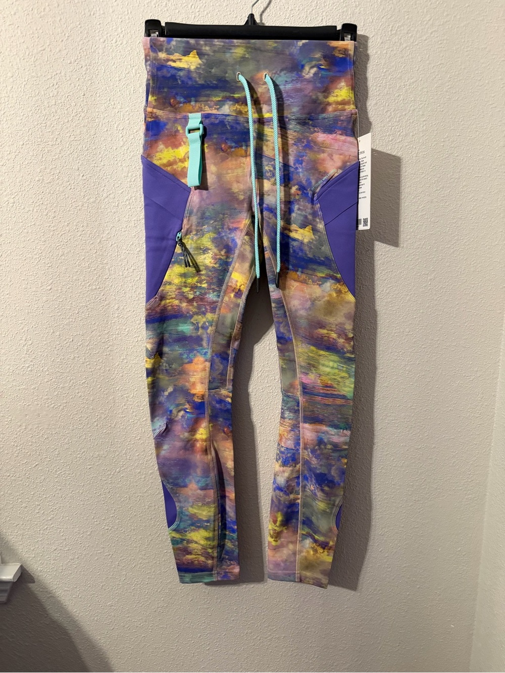 lululemon athletica Multicolor Tie-Dye Leggings with Purple Panels